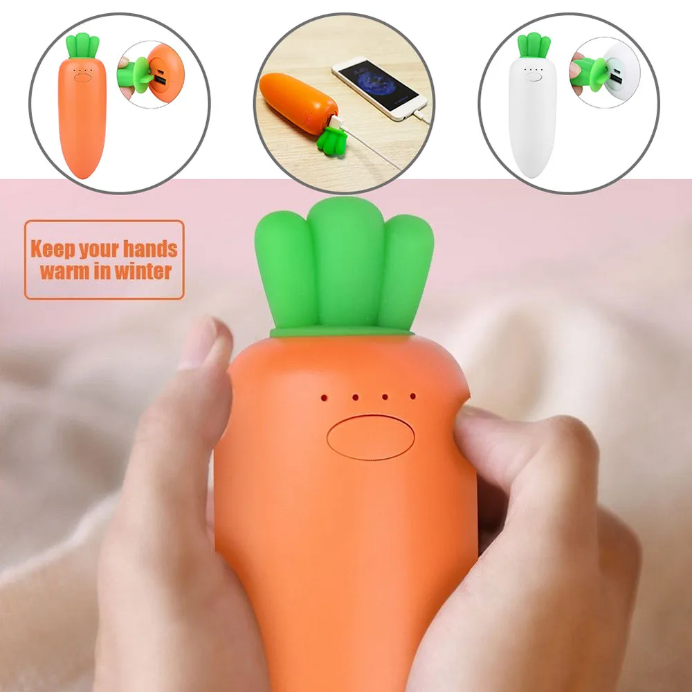 Hand Warmer Power Bank Multi-function USB Rechargeable Carrot Shape Electric Set portable charging for phone poverbank External
Hand Warmer Power Bank Multi-function USB Rechargeable Carrot Shape Electric Set portable charging for phone poverbank External