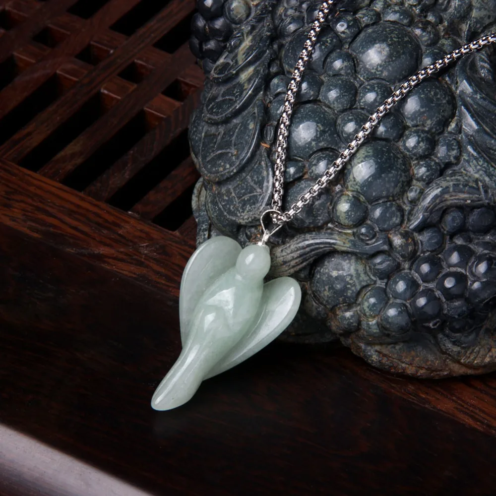 Natural Reiki Healing Crystal Engraved Aventurine Stone Guardian Angel Figurines Pendant DIY Necklace with Stainless Steel Chain
Natural Reiki Healing Crystal Engraved Aventurine Stone Guardian Angel Figurines Pendant DIY Necklace with Stainless Steel Chain