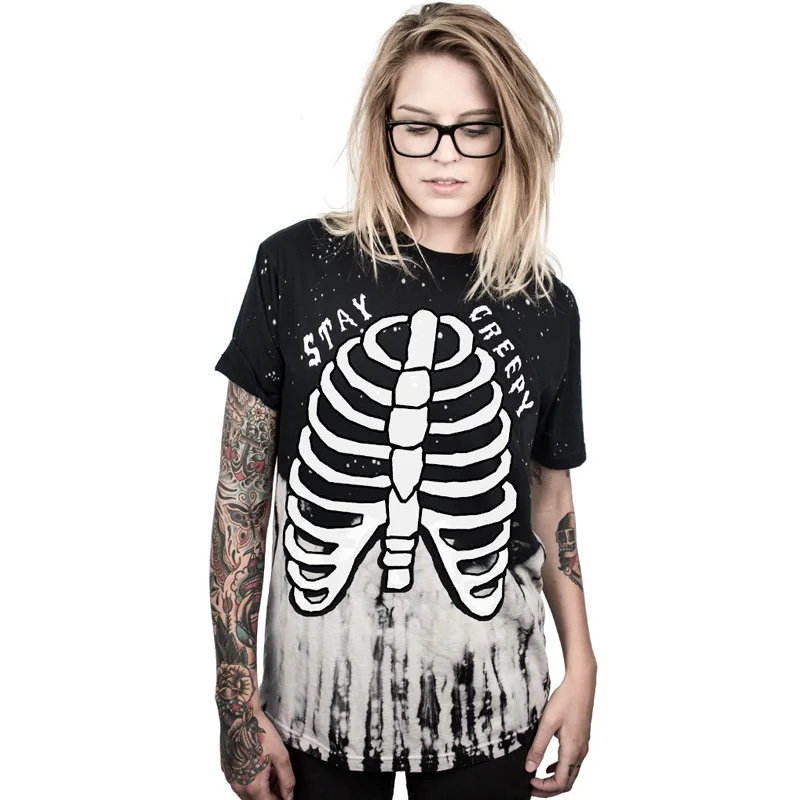Summer Sexy Skeleton Digital Print Long T Shirt Women Short Sleeve O-Neck Tees Casual Loose Shirts Black Tops
Summer Sexy Skeleton Digital Print Long T Shirt Women Short Sleeve O-Neck Tees Casual Loose Shirts Black Tops