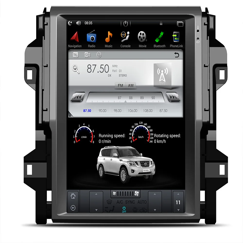 Автомобильное зарядное устройство Tesla Style IPS Android для TOYOTA Fortuner /Revo 2016-2019 подходит