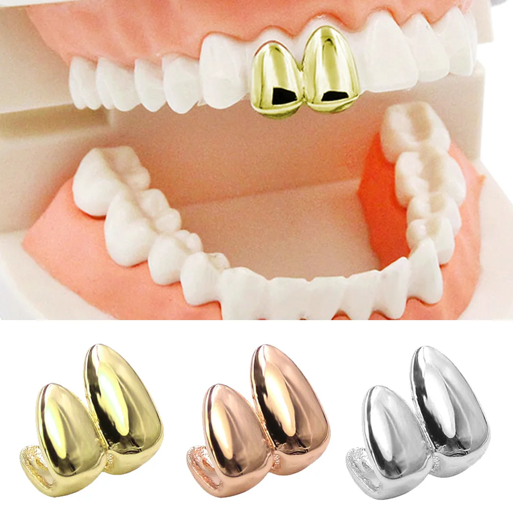 Image TAOS Vampire False Canine Teeth Caps Hip Hop Style Tooth Grill  Denture Cap for Halloween Party Golden Silver Rose Gold Plated