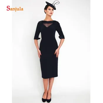 Sheath Black Mother of the Bride Dresses Scoop Half Sleeve Backless Wedding Party Formal Dress for Women Appliques Beaded D226
Sheath Black Mother of the Bride Dresses Scoop Half Sleeve Backless Wedding Party Formal Dress for Women Appliques Beaded D226