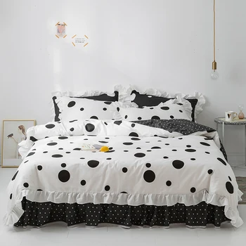 Black White Princess Bedding Set King Queen Size Luxury 4pcs Ruffles Quilt Cover Set 100% Cotton Bedspread Bed Skirt Pillowcases
Black White Princess Bedding Set King Queen Size Luxury 4pcs Ruffles Quilt Cover Set 100% Cotton Bedspread Bed Skirt Pillowcases