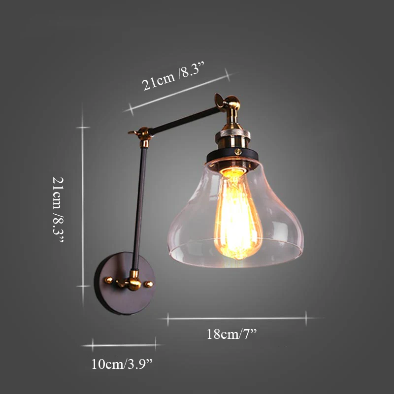 Loft Vintage Industrial Edison Wall lamps Clear Glass Wall Sconce Warehouse Wall Light Fixtures E27 110V/220V Bedside Lighting
Loft Vintage Industrial Edison Wall lamps Clear Glass Wall Sconce Warehouse Wall Light Fixtures E27 110V/220V Bedside Lighting