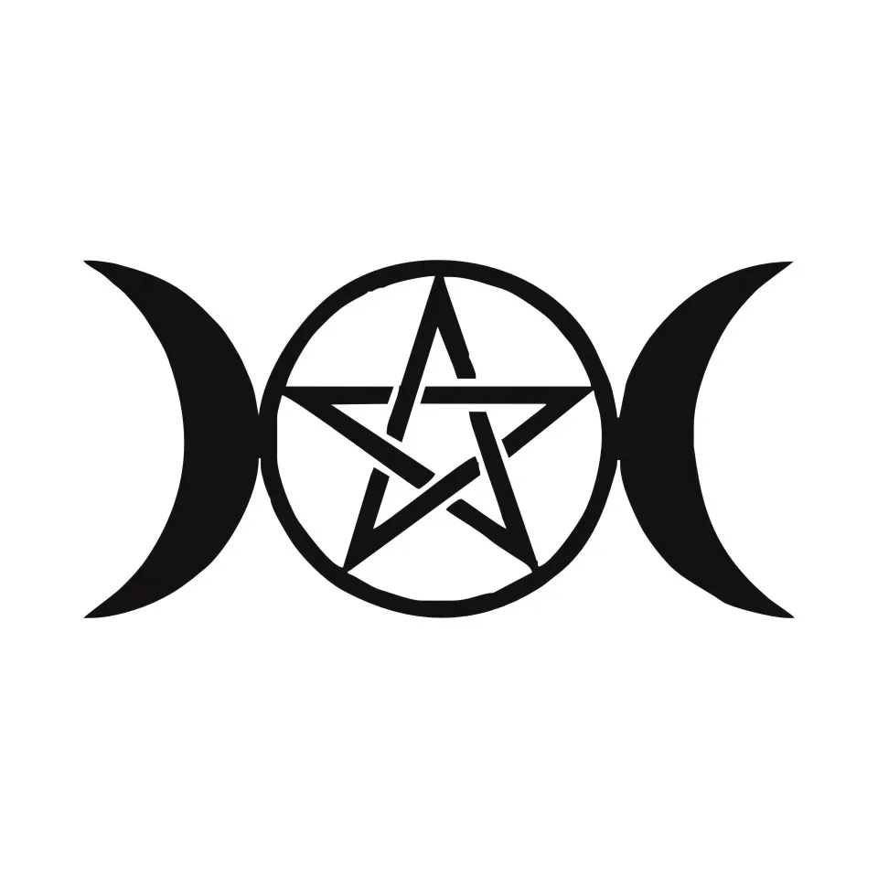 Anycuros Triple Moon Goddess Wicca Pentacle Cartoon Stickers Decals 15cm7 (5)