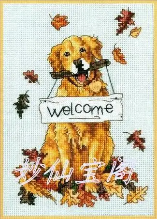 28*22cm Needlework DIY Cross stitch,Set For Embroidery kit,Welome golden retriever dog animal pattern Cross-stitch Painting
28*22cm Needlework DIY Cross stitch,Set For Embroidery kit,Welome golden retriever dog animal pattern Cross-stitch Painting