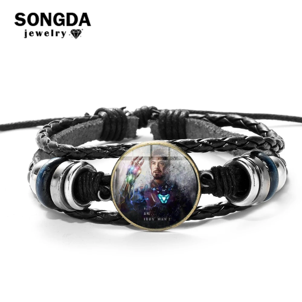SONGDA Cool Iron Man Tony Stark Leather Bracelet Arc Reactor Iron Man Heart Infinity Gauntlet Film Poster Printed Charm Bracelet
SONGDA Cool Iron Man Tony Stark Leather Bracelet Arc Reactor Iron Man Heart Infinity Gauntlet Film Poster Printed Charm Bracelet