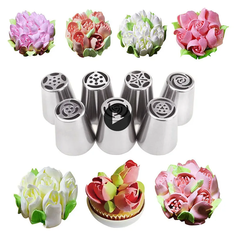 7Pcs/Set Russian Nozzles Tulip Tips Icing Piping Nozzles Cream Pastry Decorating Tips Set Cake Cupcake Decorator Confeitaria
7Pcs/Set Russian Nozzles Tulip Tips Icing Piping Nozzles Cream Pastry Decorating Tips Set Cake Cupcake Decorator Confeitaria