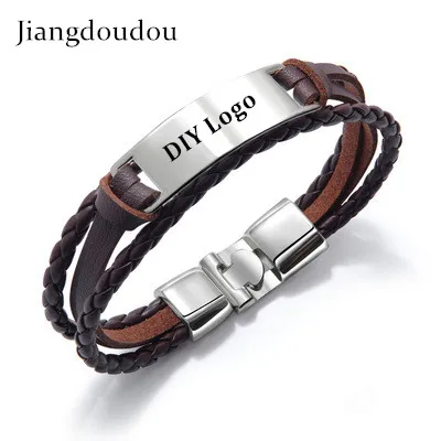 Dropshipping Hand-Woven Multi-Color Engrave Name Leather Bracelet for Men DIY Logo Stainless Steel Bracelets Fashion Jewelry
Dropshipping Hand-Woven Multi-Color Engrave Name Leather Bracelet for Men DIY Logo Stainless Steel Bracelets Fashion Jewelry