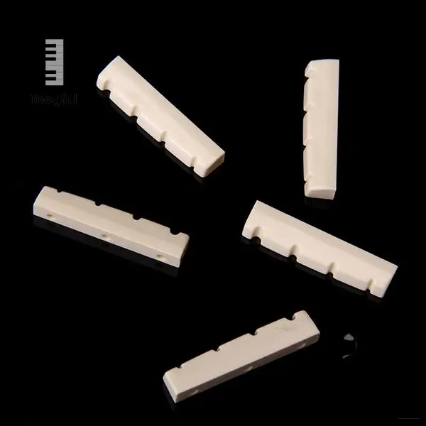 

Tooyful Hot 5Pcs Plastic 42mm 4 String Electric Bass Slotted Guitar Bone Nuts Flat Bottom Bridge Nut Replacement Parts for Strat