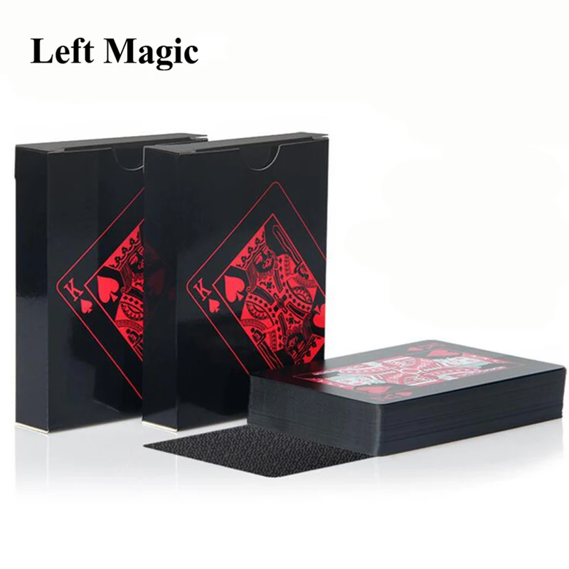 

55pcs/deck Red black Waterproof Durable PVC Scrub Type Plastic Playing Cards retro back stripe magic trick props