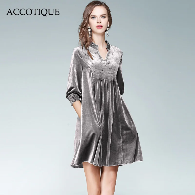 Free Shipping New Autumn Women's Bead Diamond Grey V-Neck Dress Female Fashion Slim A-Line Velvet Short Solid Dress
Free Shipping New Autumn Women's Bead Diamond Grey V-Neck Dress Female Fashion Slim A-Line Velvet Short Solid Dress