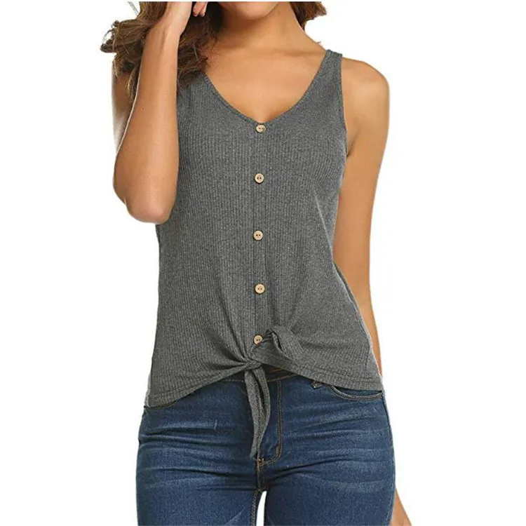 Summer T Shirt Women V-neck Front Bow-tie Button Knit Vest Casual Sleeveless Teeshirt Femme Tops
Summer T Shirt Women V-neck Front Bow-tie Button Knit Vest Casual Sleeveless Teeshirt Femme Tops