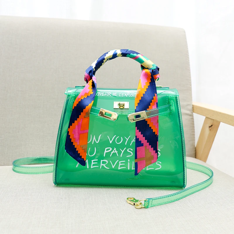 GREEN Un Voyage au Pays des Merveilles Clear Transparent PVC Shoulder Bags Women