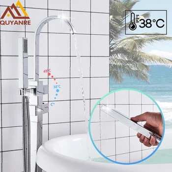 Quyanre Thermostatic Bath Shower Faucet Dual Handles Thermostatic Mixer Tap Floor Standing Bathtub Faucet 360 Rotation Shower
Quyanre Thermostatic Bath Shower Faucet Dual Handles Thermostatic Mixer Tap Floor Standing Bathtub Faucet 360 Rotation Shower