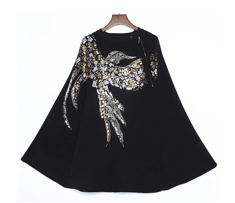 معطف شتوي محاك بالعباءه من الكشمير برسم طير النسر مطرز يدويا مطرز بالترتر للنساء معطف باكمام جديد كولكشن شتوي تريند معطف شتوي محاك بالعباءه من الكشمير برسم طير النسر مطرز يدويا مطرز بالترتر للنساء معطف باكمام جديد كولكشن شتوي تريند