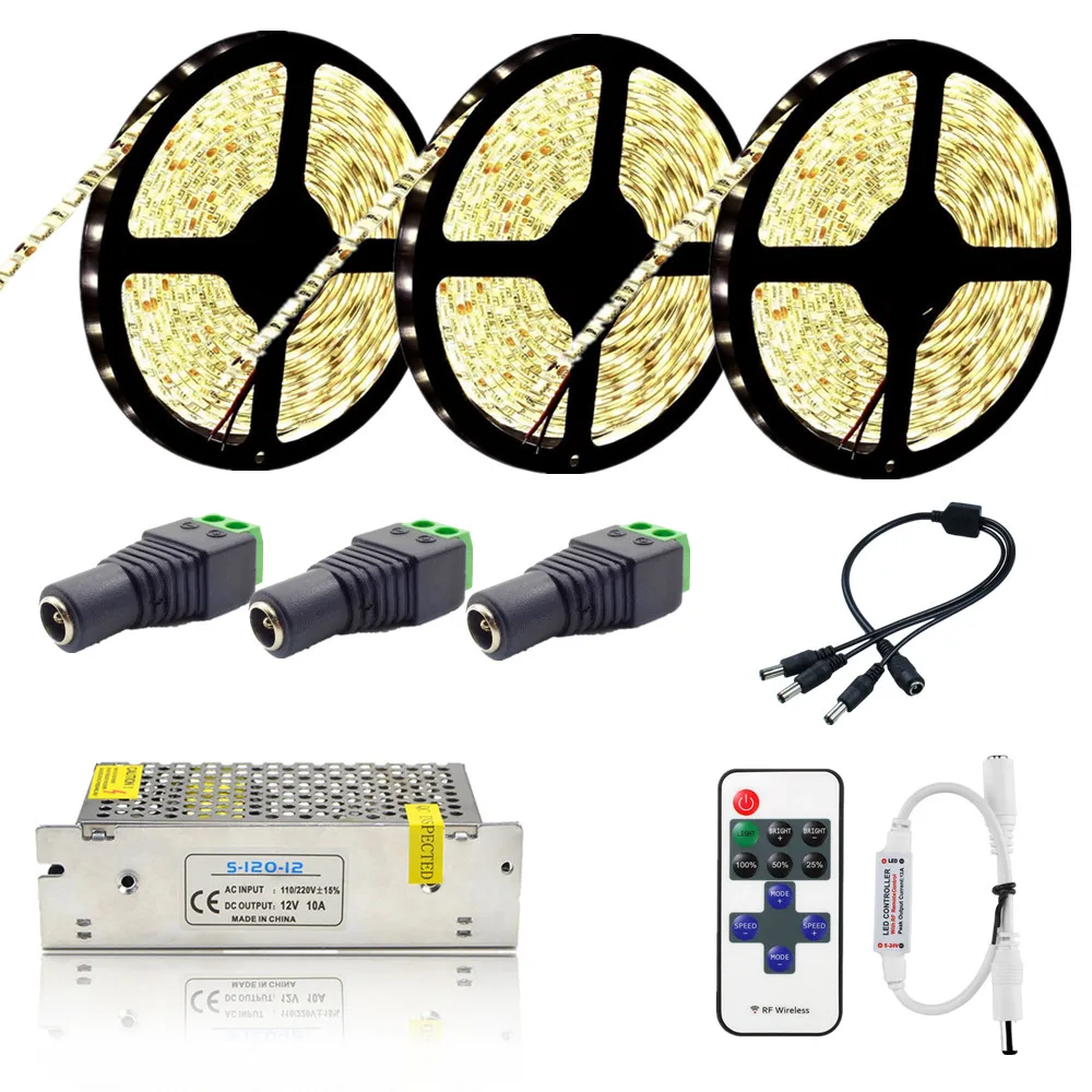 DC 12V White Warm White LED Strip SMD 2835 5050 5630 Waterproof Flexible LED Rope Light+RF Wireless LED Controller+Power Adapter
DC 12V White Warm White LED Strip SMD 2835 5050 5630 Waterproof Flexible LED Rope Light+RF Wireless LED Controller+Power Adapter