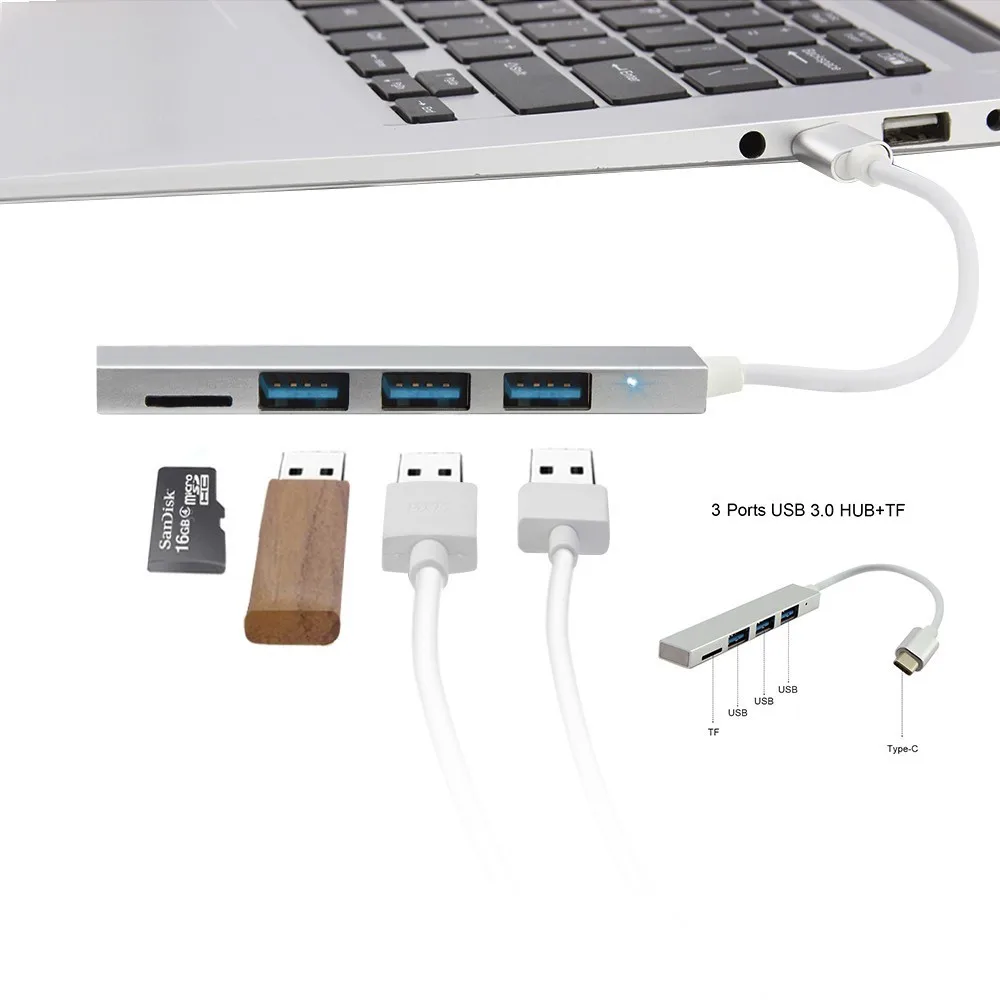 4 Port Type C To Usb 3.0 Hubs Multi In One Combo Micro Usb C Hab Splitter Support TF Card Reader Mini PC Accessories For Macbook
4 Port Type C To Usb 3.0 Hubs Multi In One Combo Micro Usb C Hab Splitter Support TF Card Reader Mini PC Accessories For Macbook