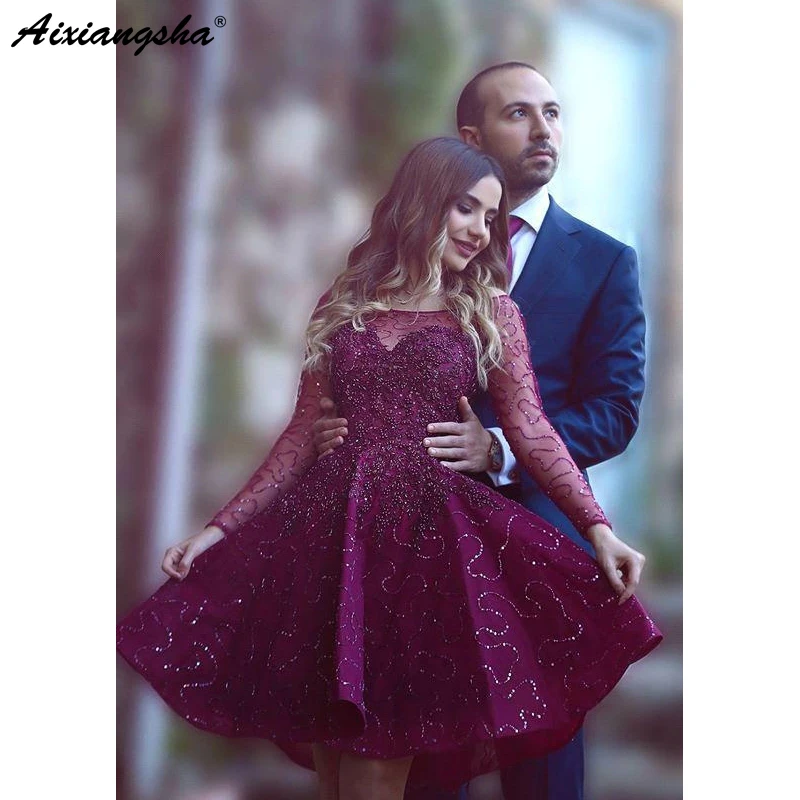 Purple 2018 Homecoming Dresses A-line Long Sleeves Short Mini Pearls Sequins Beaded Sparkle Elegant Graduation Cocktail Dresses
Purple 2018 Homecoming Dresses A-line Long Sleeves Short Mini Pearls Sequins Beaded Sparkle Elegant Graduation Cocktail Dresses