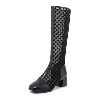 2019 spring and summer wind ventilation net yarn with cool knee-high boots 33-46 square head
2019 spring and summer wind ventilation net yarn with cool knee-high boots 33-46 square head