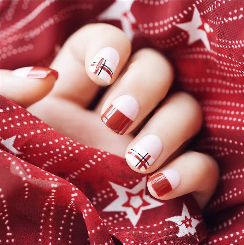 24Pcs Fashion Fake Nails Cross Line Wine Red Short Square Artificial Nail Tips with Glue Sticker for Office Home Faux Ongle
24Pcs Fashion Fake Nails Cross Line Wine Red Short Square Artificial Nail Tips with Glue Sticker for Office Home Faux Ongle