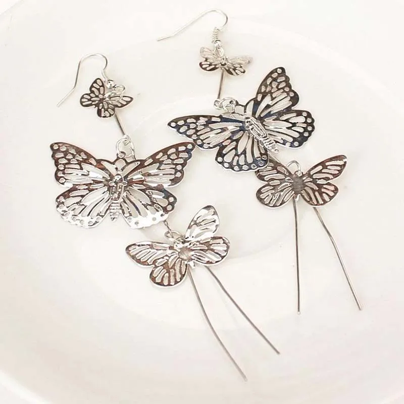 2019New Gold Silver Alloy Multi-layered hollow Butterfly Earrings Long Tassel Earrings
2019New Gold Silver Alloy Multi-layered hollow Butterfly Earrings Long Tassel Earrings