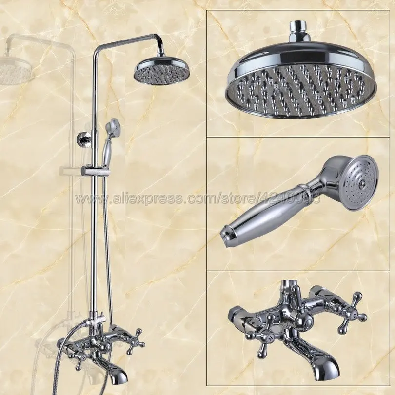 Solid Brass Chrome 8" Rainfall Shower Head Bathroom Shower Faucet Set Tub Mixer Tap with Hand Shower Kcy324
Solid Brass Chrome 8" Rainfall Shower Head Bathroom Shower Faucet Set Tub Mixer Tap with Hand Shower Kcy324