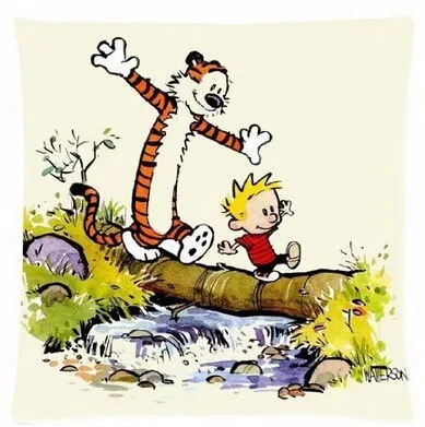 

New Arrival Cartoon Calvin and Hobbes Square Cute Figure Pillowcase Soft Pillow Cover Zippered Pillow Sham Twin Sides Print