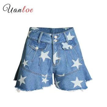 2019 Summer Casual Cute Jeans Women Shorts High Waist Stars Printed Shorts Ultra-wide-leg Light Blue Cotton Denim Shorts Bottoms
2019 Summer Casual Cute Jeans Women Shorts High Waist Stars Printed Shorts Ultra-wide-leg Light Blue Cotton Denim Shorts Bottoms