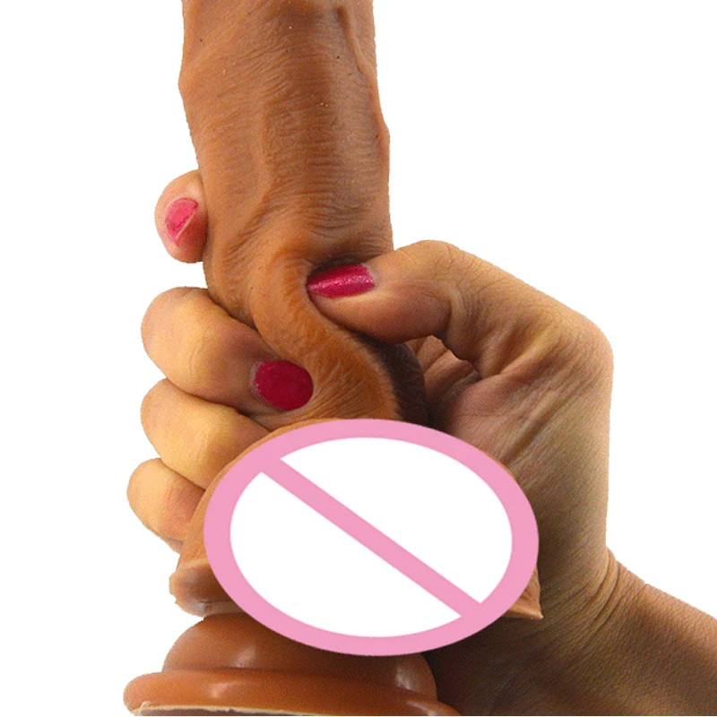 Double layer silicone dildo imitation of human penis design flirtatious sex products for couples sex toy shop