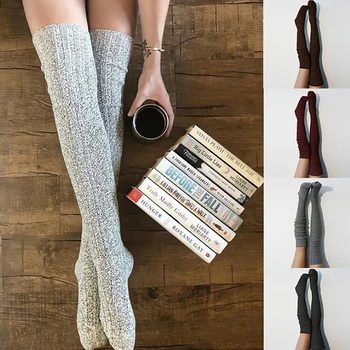 Fashion Striped Woman Over Knee High Socks Spring Autumn Winter Warm Knit Soft Thigh High Long Solid Color Loose Stocking
Fashion Striped Woman Over Knee High Socks Spring Autumn Winter Warm Knit Soft Thigh High Long Solid Color Loose Stocking