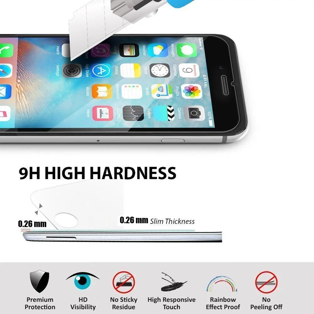 0 25 мм Ультра тонкое HD закаленное стекло для iPhone 6 plus экран Защитная пленка 7 чехол