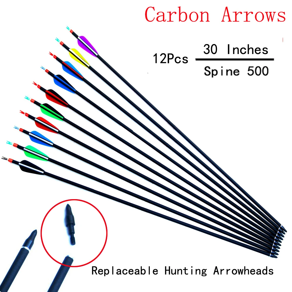 30inches (12color)12pcs/lot Carbon arrows Spine 500 arrow Archery Screw Tip for compound bow or Recurve bow Hunting and Shoo
30inches (12color)12pcs/lot Carbon arrows Spine 500 arrow Archery Screw Tip for compound bow or Recurve bow Hunting and Shoo