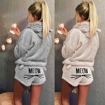 2020 New Women's Coral Fleece Suit Two-piece Autumn And Winter Pajamas Warm Pajamas Cute Cat Hooded Sweater Shorts Suit MSK66
2020 New Women's Coral Fleece Suit Two-piece Autumn And Winter Pajamas Warm Pajamas Cute Cat Hooded Sweater Shorts Suit MSK66