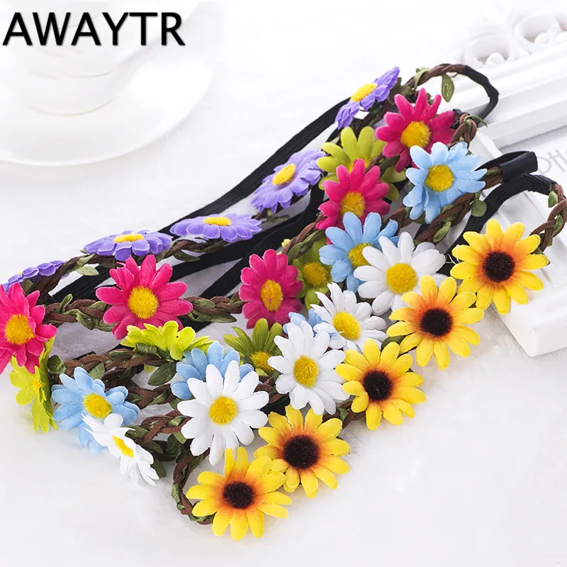 AWAYTR Ladies Beach Hair Accessories Fashion Boho Women Bride Flower Headband Bohemian Style Sun Flower Crown Hairband
AWAYTR Ladies Beach Hair Accessories Fashion Boho Women Bride Flower Headband Bohemian Style Sun Flower Crown Hairband