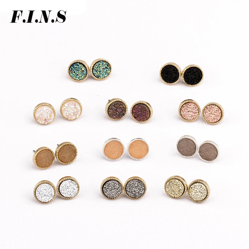 F.I.N.S Small Earrings Geometry Mini Round Faux Resin Druzy Stone Ear Studs Metallic Rose Gold Fashion Woman Earrings 2018
F.I.N.S Small Earrings Geometry Mini Round Faux Resin Druzy Stone Ear Studs Metallic Rose Gold Fashion Woman Earrings 2018