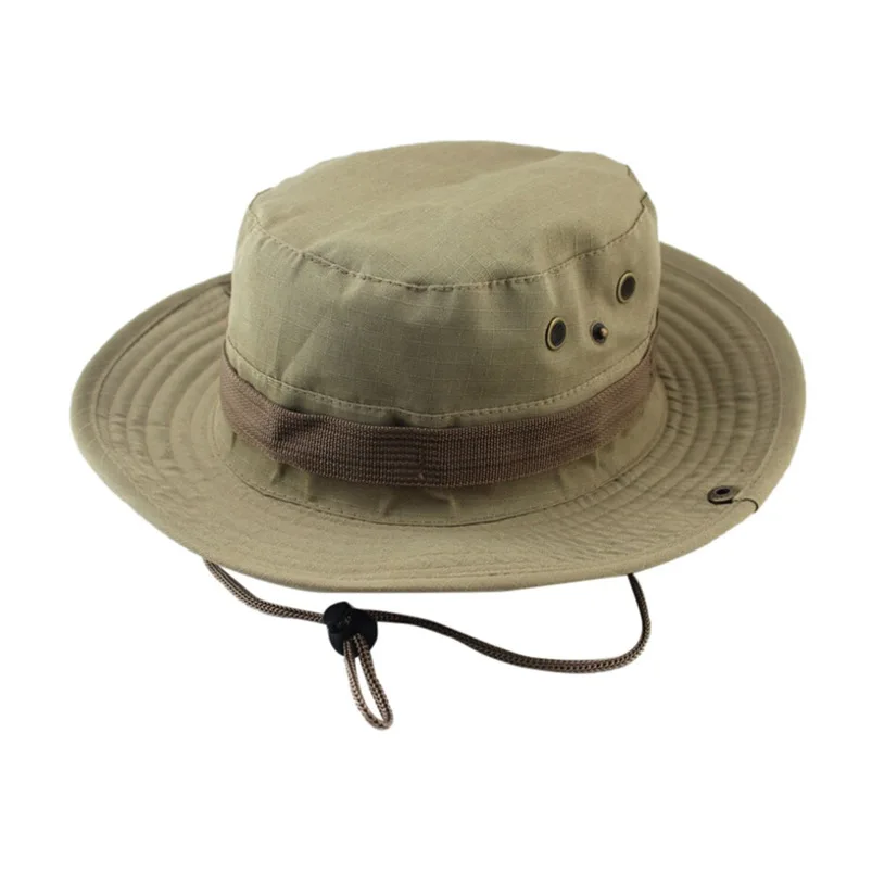 Adjustable Outdoor Camping Climbing Cap 2018 Solid Men Women Fishing Bucket Hat Boonie Hunting Cap Brim Military Army GN #FM28 (2)