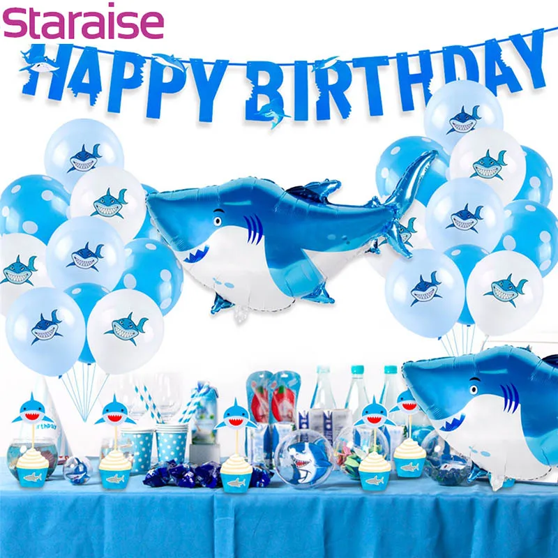 Staraise 39pcs Shark Birthday Party Decor Kid Baby Shark Banner Ocean Balloon Cake Topper Paper Flower Birthday Party Supply set
Staraise 39pcs Shark Birthday Party Decor Kid Baby Shark Banner Ocean Balloon Cake Topper Paper Flower Birthday Party Supply set