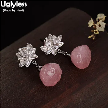 Uglyless 100% Real 925 Sterling Silver Lotus Earrings for Women Pink Strawberry Quartz Lotus Flower Earrings Crystals Fine Jewel
Uglyless 100% Real 925 Sterling Silver Lotus Earrings for Women Pink Strawberry Quartz Lotus Flower Earrings Crystals Fine Jewel