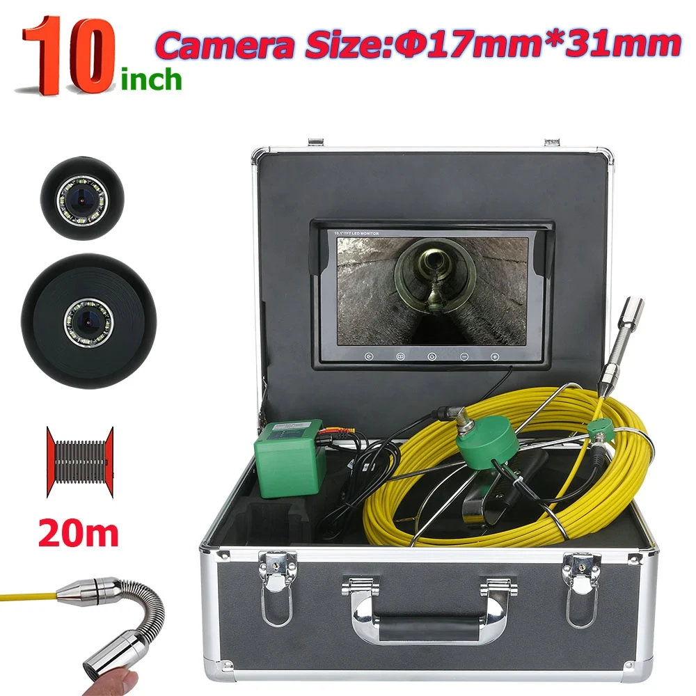 20M 10 inch 17mm IP68 Waterproof Drain Pipe Sewer Inspection Camera System 1000 TVL Camera with 8pcs LED Lights
20M 10 inch 17mm IP68 Waterproof Drain Pipe Sewer Inspection Camera System 1000 TVL Camera with 8pcs LED Lights