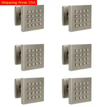 6pcs Shower Spa Brass Square Massage Jets Spray Body Shower Set Brushed nickel Finish