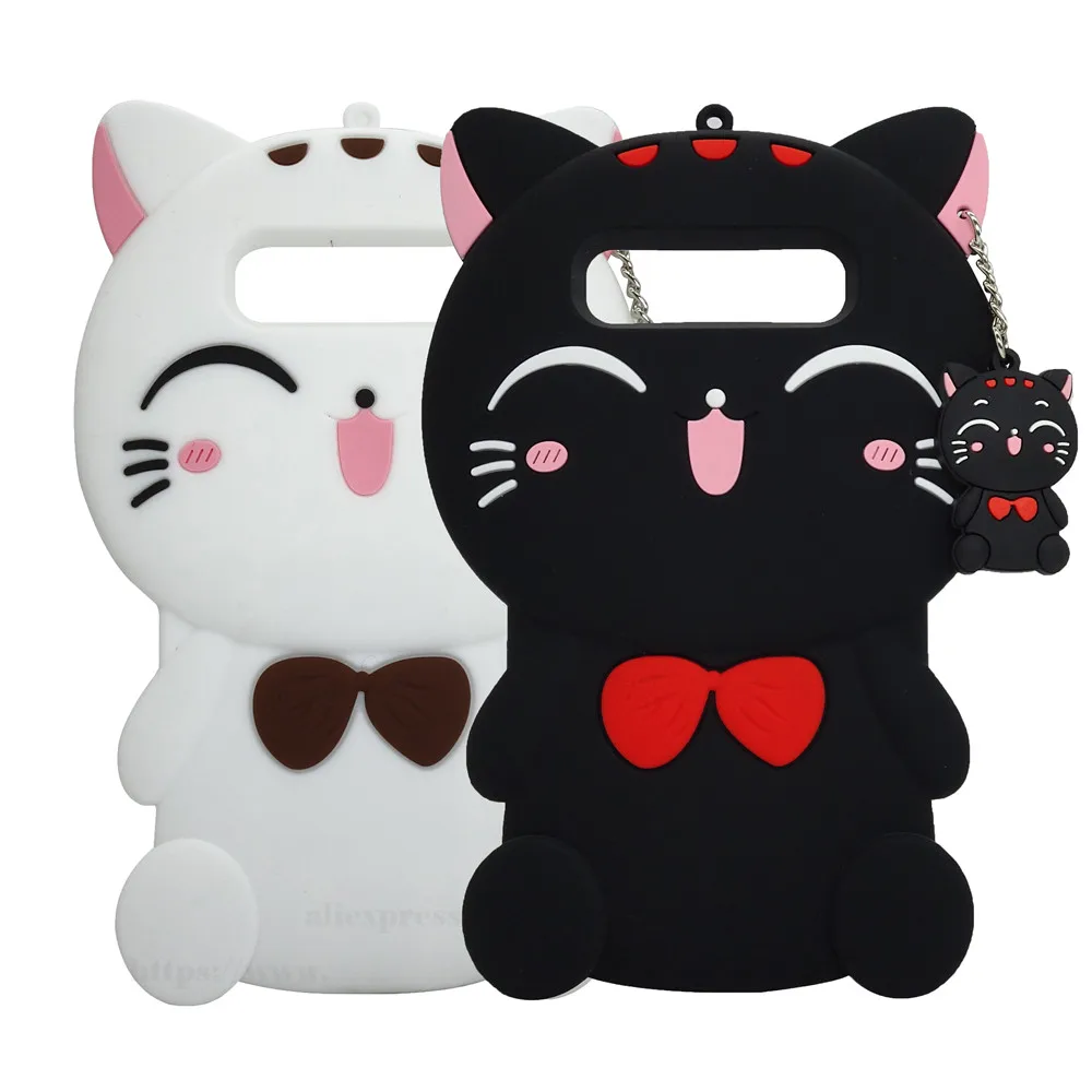 S10 Case Cute Black white Cat For Samsung Galaxy Plus/S10e Cover 3D Cartoon Lucky cat Soft Silicon Caes S 10 + E LIT |