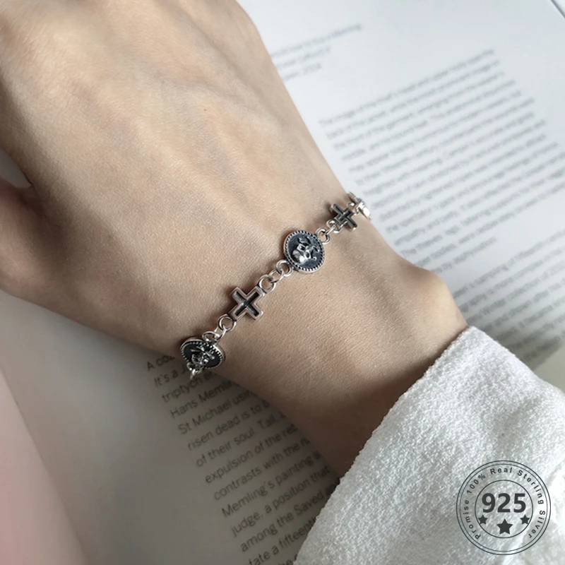 LouLeur Real 925 Sterling Silver Cross Skull Bracelet Adjustable Cool Rock Hiphop Skeleton Charm Bracelets Women Fashion Jewelry
LouLeur Real 925 Sterling Silver Cross Skull Bracelet Adjustable Cool Rock Hiphop Skeleton Charm Bracelets Women Fashion Jewelry