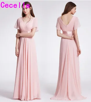 2019 Ruched Chiffon Light Pink A-lline Beach Boho Long Modest Bridesmaid Dresses With Sleeves V Neck Long Bridesmaid Gown
2019 Ruched Chiffon Light Pink A-lline Beach Boho Long Modest Bridesmaid Dresses With Sleeves V Neck Long Bridesmaid Gown