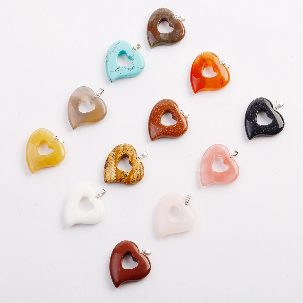 Wholesale 12pcs/lot Natural Stone Love Heart-Shaped Hollow Heart Pendants Crystal Charms Jewelry Necklace Pendant Free
Wholesale 12pcs/lot Natural Stone Love Heart-Shaped Hollow Heart Pendants Crystal Charms Jewelry Necklace Pendant Free