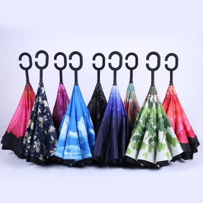 Windproof Reverse Folding Double Layer Inverted Umbrella Self Stand umbrella rain/sun women/men high quality gift flowe durable
Windproof Reverse Folding Double Layer Inverted Umbrella Self Stand umbrella rain/sun women/men high quality gift flowe durable