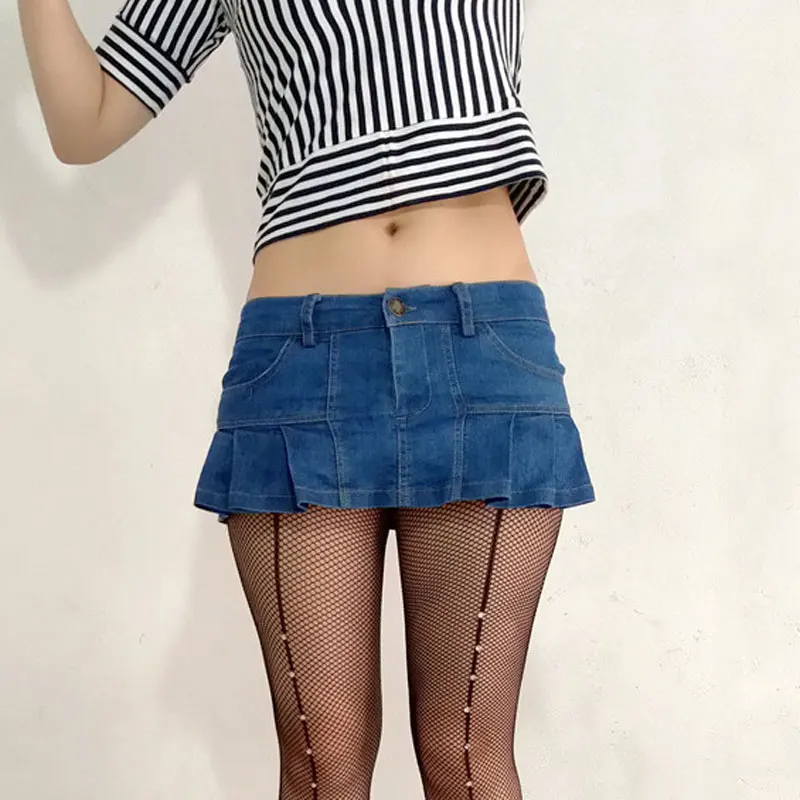 low waist denim skirt