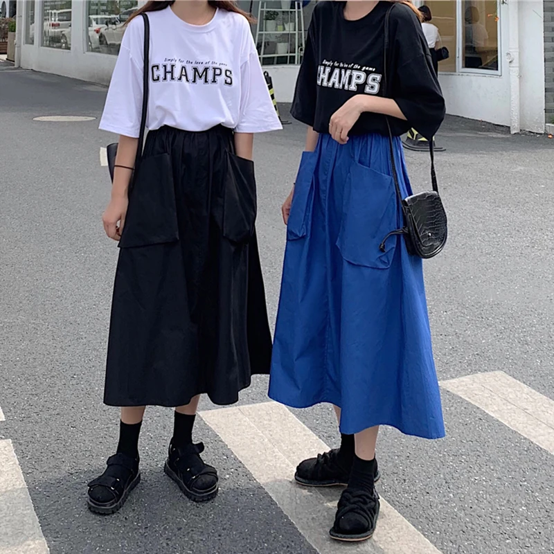 2019 Harajuku Summer Long Skirts Womens High Waist Big Pockets Cargo Skirt harajuku Plus Size Blue Black Skirt faldas jupe femme
2019 Harajuku Summer Long Skirts Womens High Waist Big Pockets Cargo Skirt harajuku Plus Size Blue Black Skirt faldas jupe femme