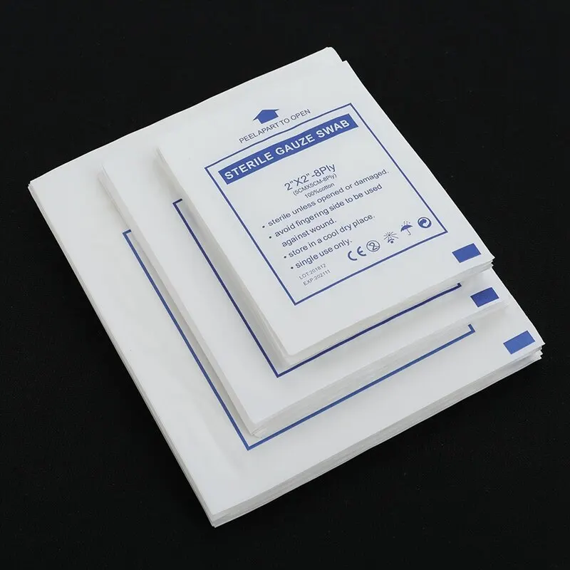10pcs/lot Gauze Pad 100% Cotton First Aid Waterproof Wound Dressing Sterile Care Supplies 3 sizes | Безопасность и защита