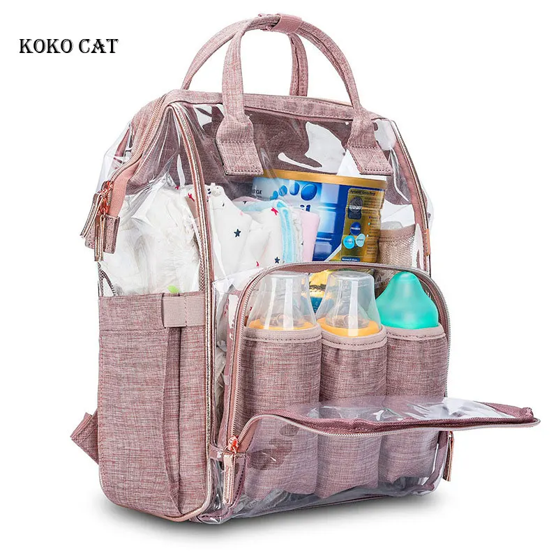 Fashion Mummy Diaper Bag Transparent Diaper Backpack Maternal Bag Waterproof PVC Large Capacity Multi-functional Nursing Daypack
Fashion Mummy Diaper Bag Transparent Diaper Backpack Maternal Bag Waterproof PVC Large Capacity Multi-functional Nursing Daypack